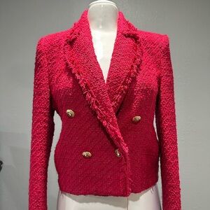 Zara Vibrant Red Textured Blazer